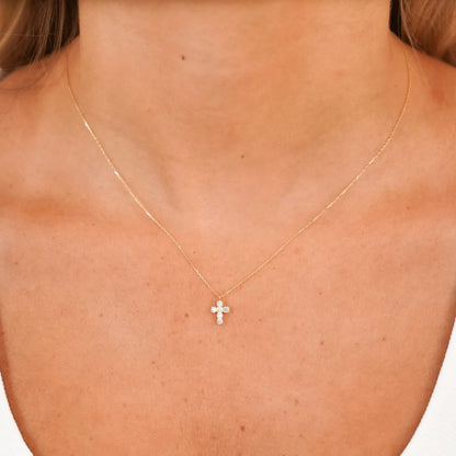 Dainty Diamond Cross Necklace
