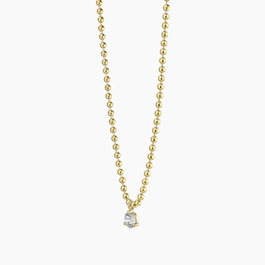 Lab Diamond Solitaire Bead Chain Pendant (0.40 ct. tw.) in 14K Gold