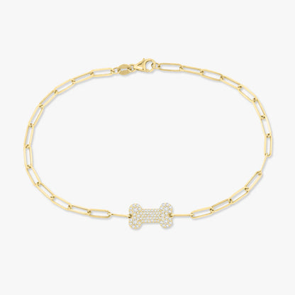 Pave Diamond Dog Bone Necklace or Bracelet