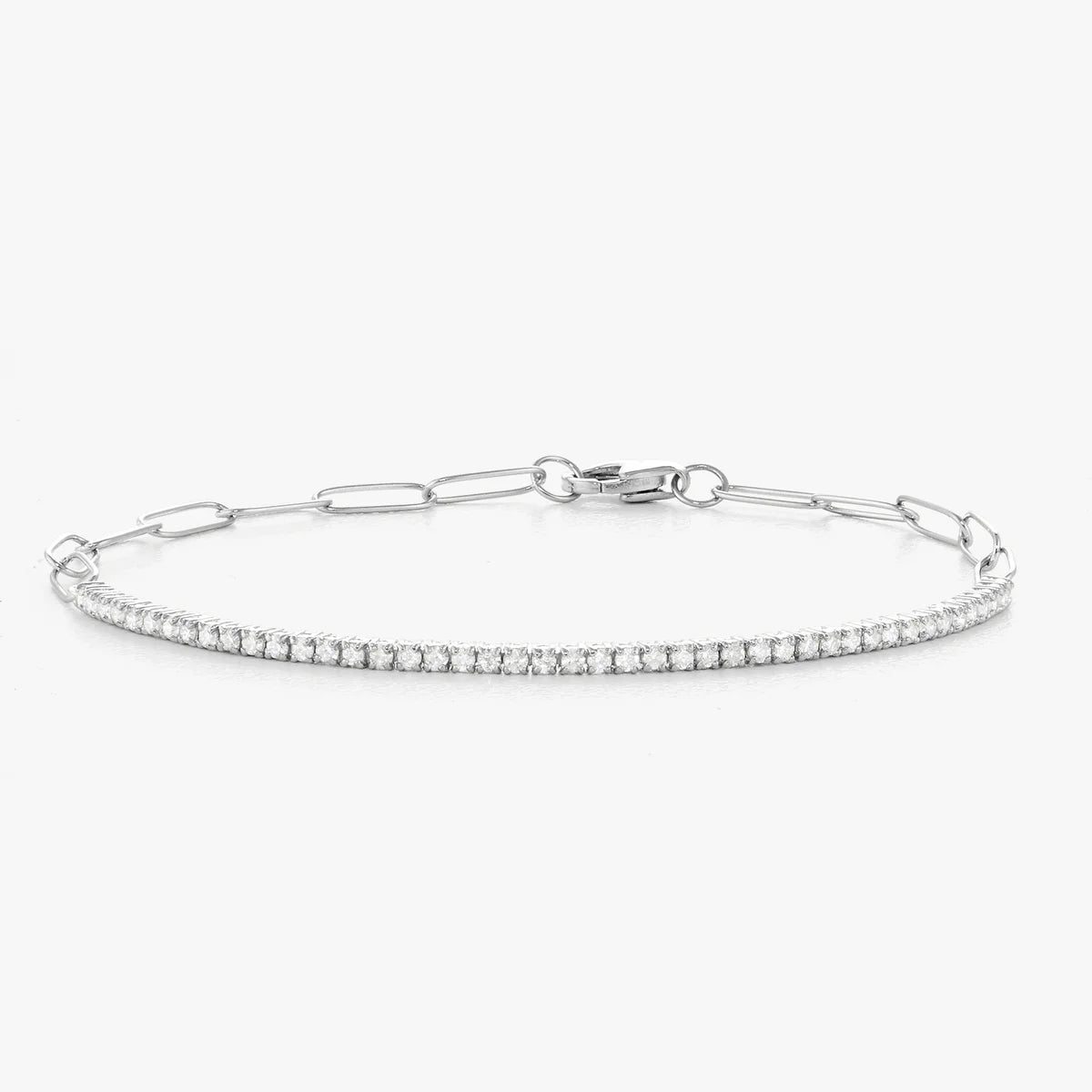 Farah Diamond Tennis Bracelet with Paperclip Closure