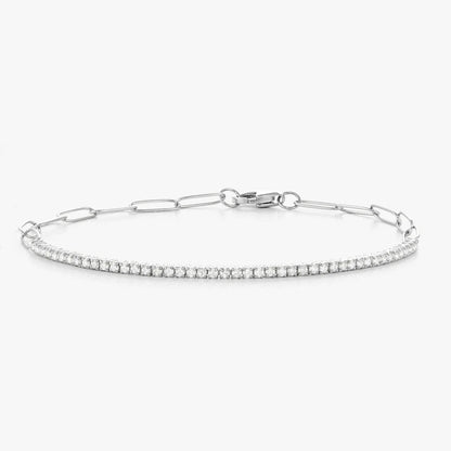 Farah Diamond Tennis Bracelet with Paperclip Closure