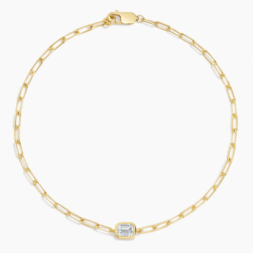 Emerald-Cut Lab Diamond Paperclip Chain Bracelet (1/5 ct. tw.) in 14K Yellow Gold