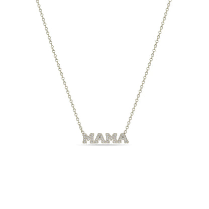 14K ITTY BITTY PAVÉ DIAMOND MAMA NECKLACE