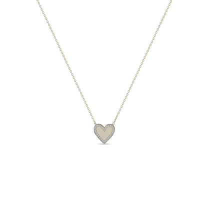14K GOLD HEART WITH PAVÉ DIAMOND BORDER NECKLACE