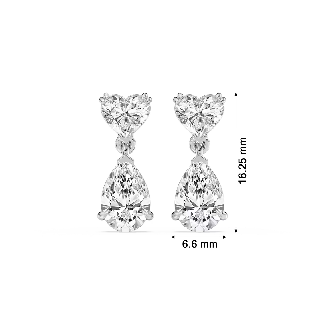 Heart & Pear Drop Diamond Earrings