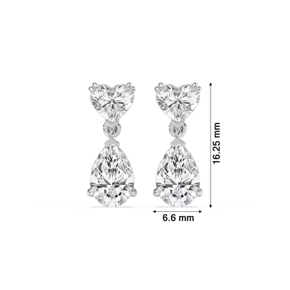 Heart & Pear Drop Diamond Earrings