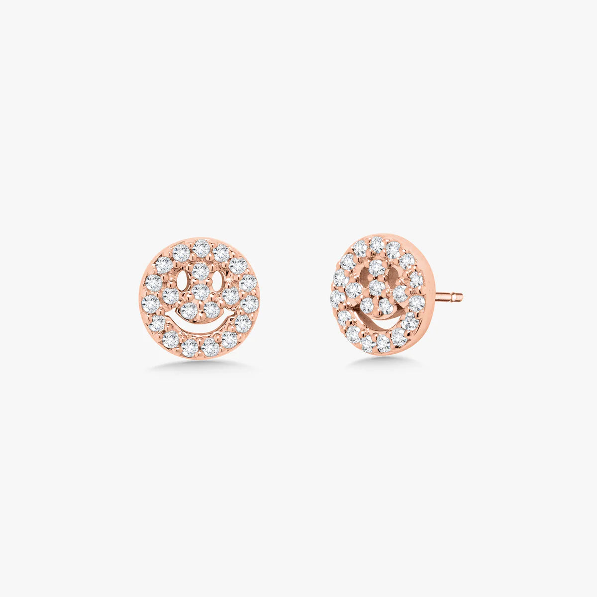 Little Drew Smiley Pave Diamond Stud Earrings