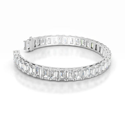 Austin 27 CT Emerald Tennis Lab Grown Diamond Bracelet - 14K White Gold
