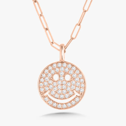 Smiley Diamond Charm Necklace