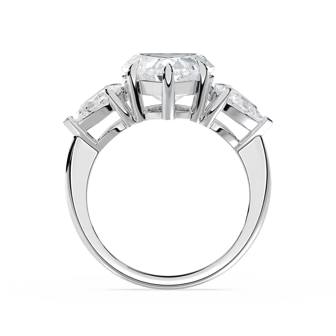 Heart and Pear Three Stone Ring