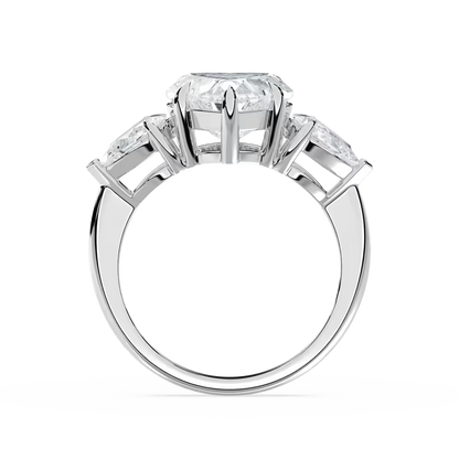 Heart and Pear Three Stone Ring