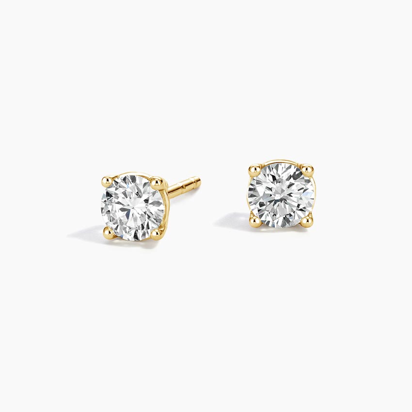 Perfect 4-Prong Lab Diamond Stud Earrings in 18K Yellow Gold