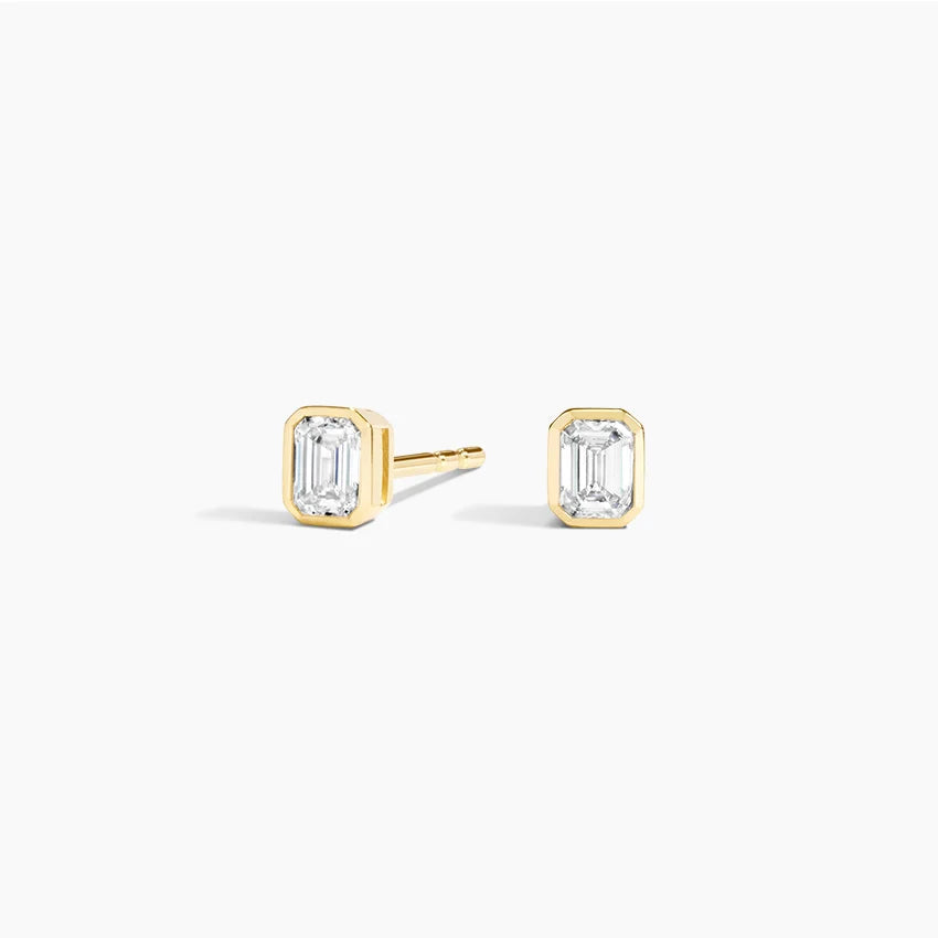 Sophie Lab Diamond Bezel Stud Earrings 14K Yellow Gold