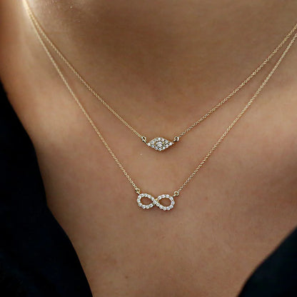 14K Gold Diamond Evil Eye Necklace