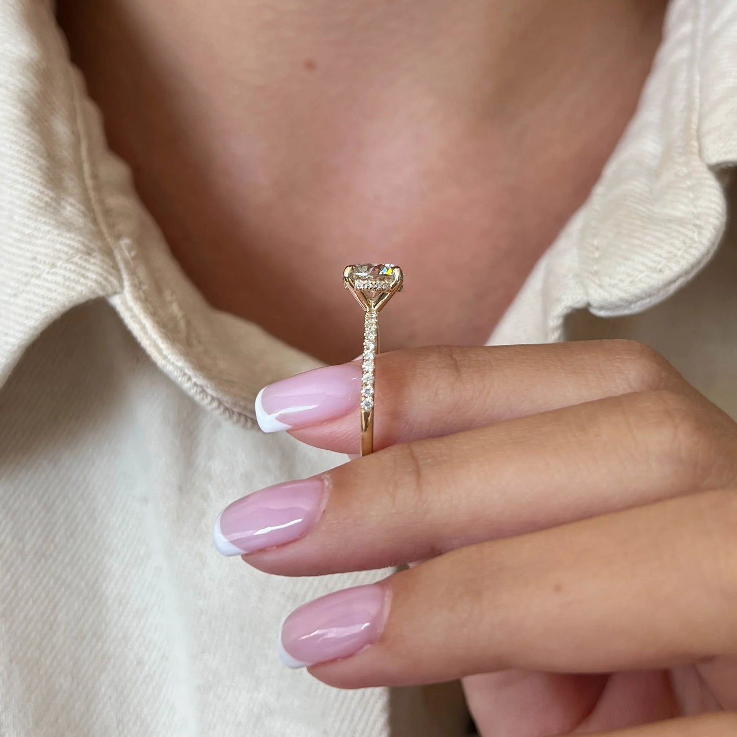 Alma Round Hidden Halo Engagement Ring