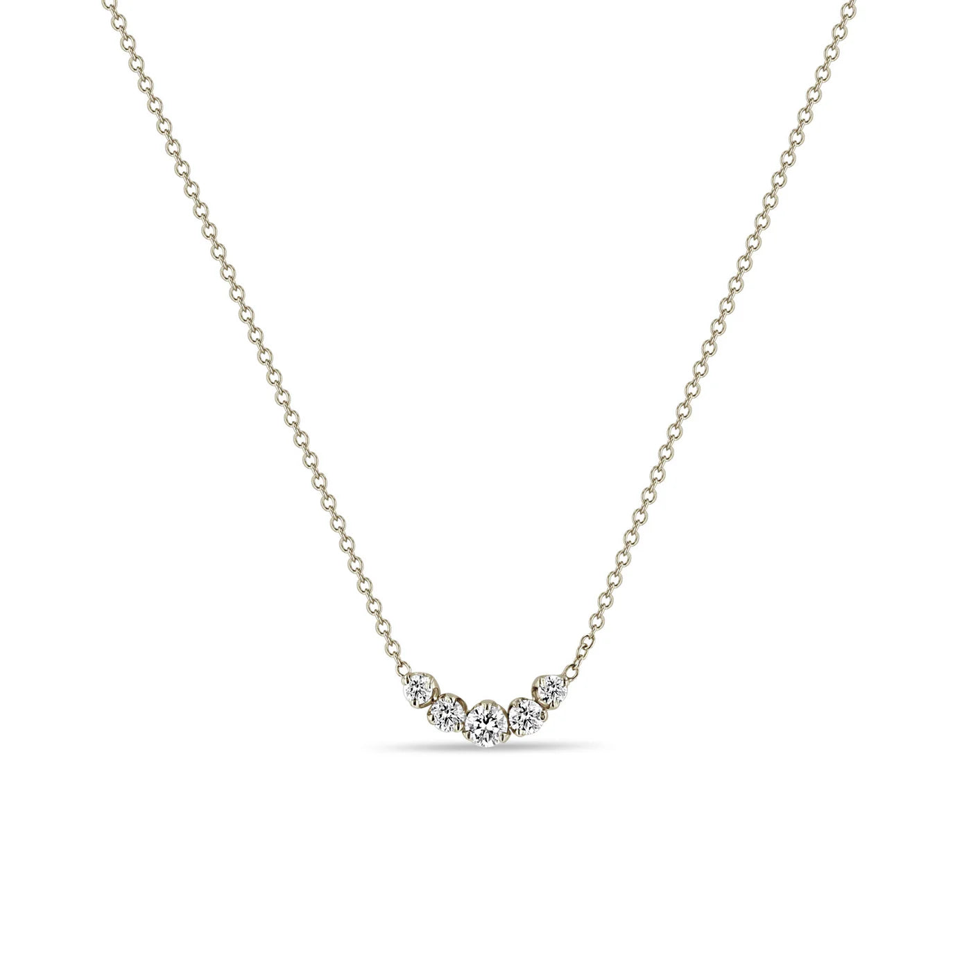 14K 5 GRADUATED PRONG DIAMOND NECKLACE