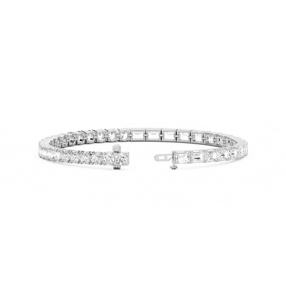 Emerald and Round Diamond Tennis Bracelet