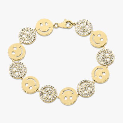 Soha Smiley Pave & Gold Bracelet 2.50 ctw