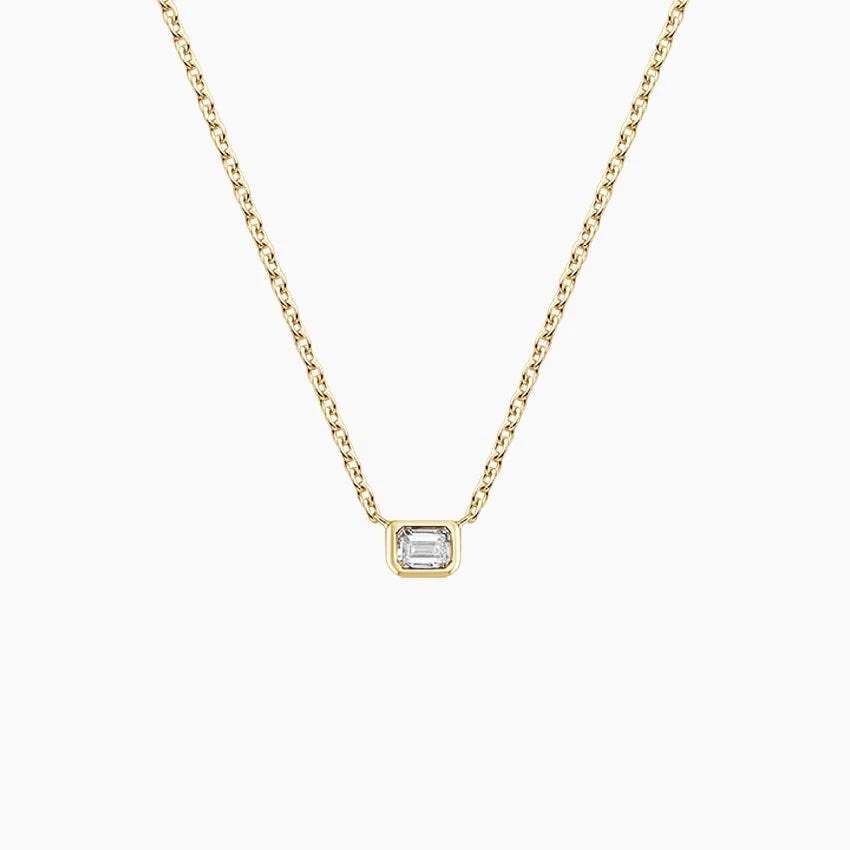 Lab Diamond Bezel Solitaire Pendant in 14K Yellow Gold