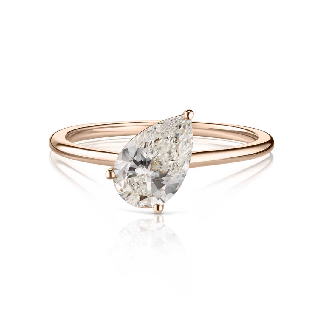 Floating Pear Cut Diamond Ring