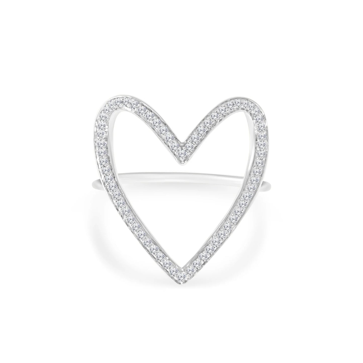 Open Heart Diamond Ring
