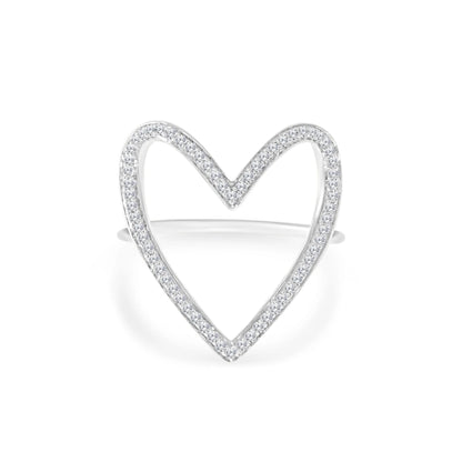Open Heart Diamond Ring