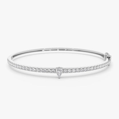 14k Gold Pear Shaped and Round Diamond Bangle