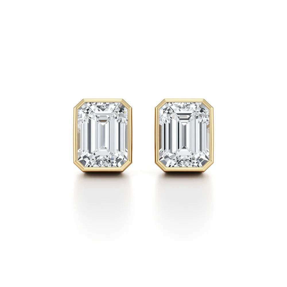 Bezel Set Lab Diamond Emerald Studs