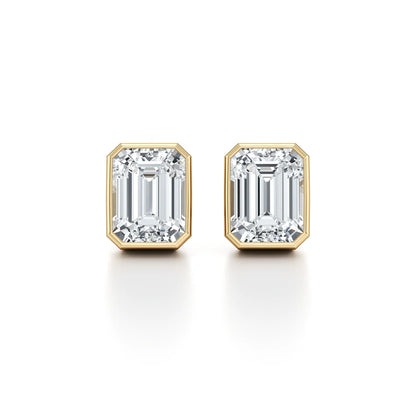 Bezel Set Lab Diamond Emerald Studs