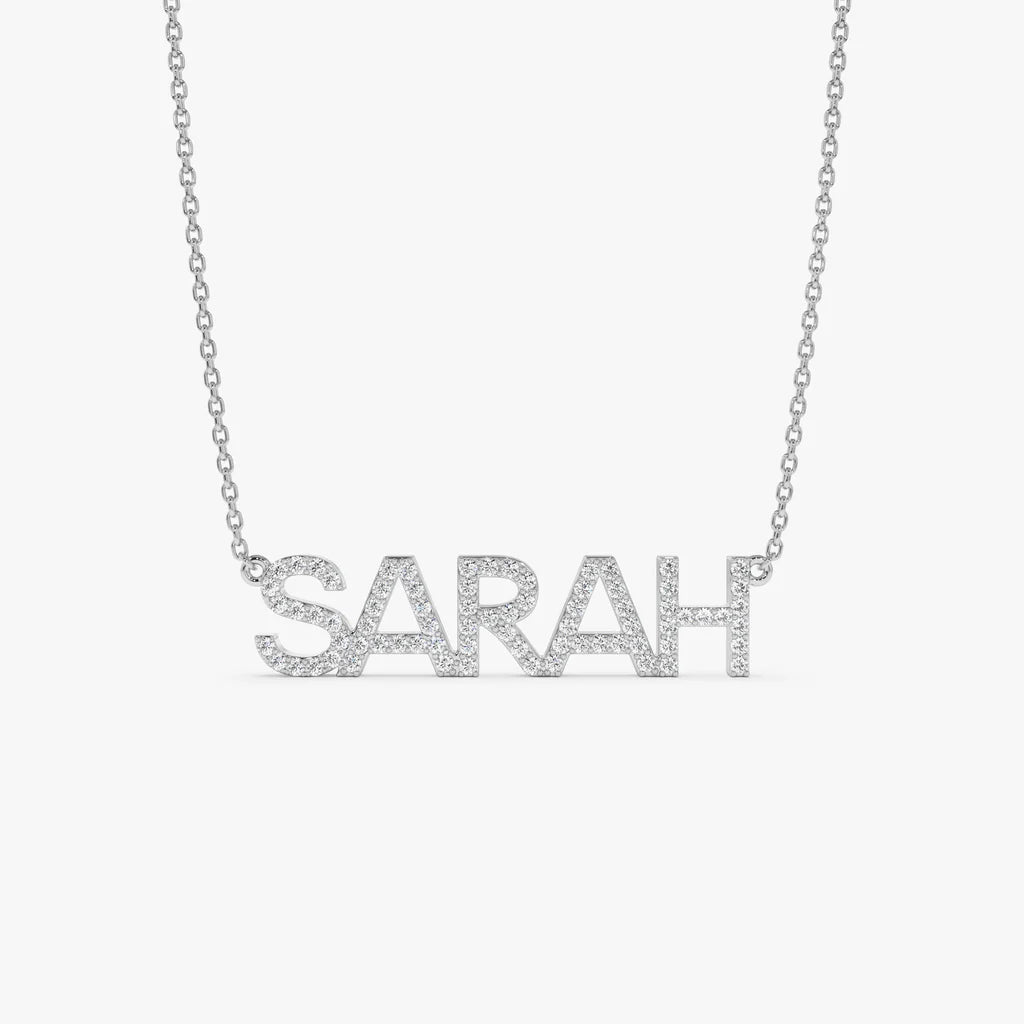 14K Dainty Layering Diamond Name Necklace