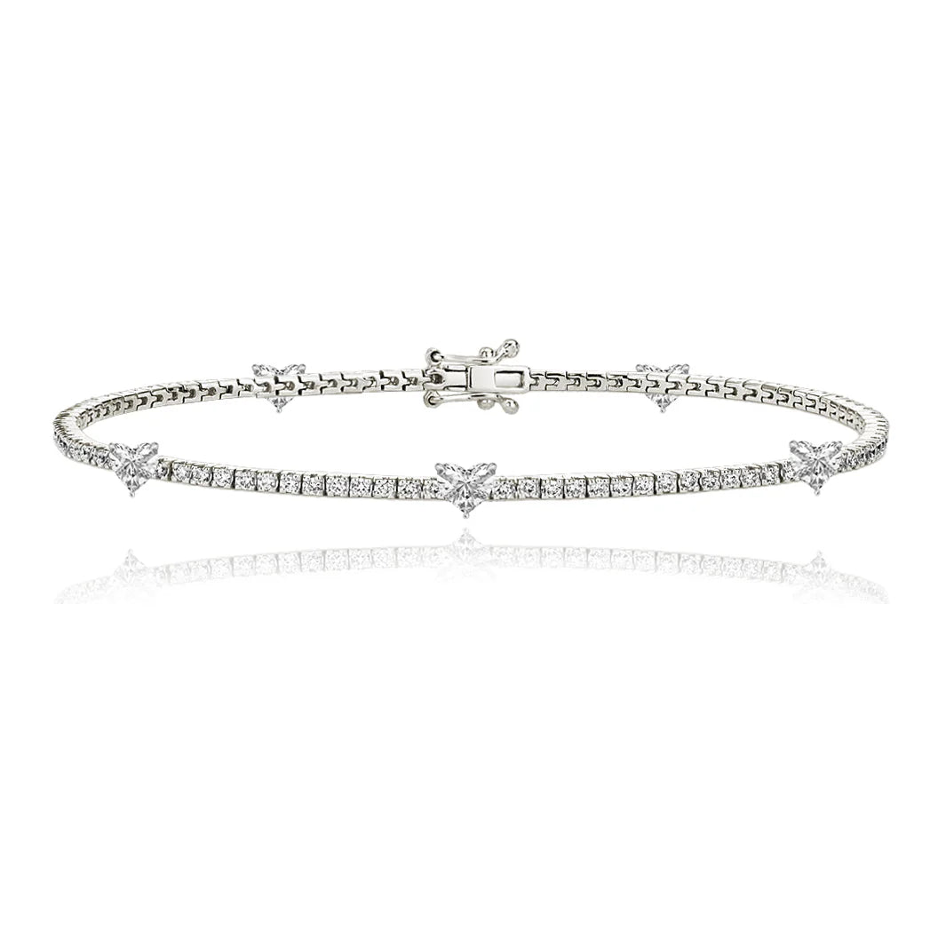 FIVE DIAMOND HEART TENNIS BRACELET