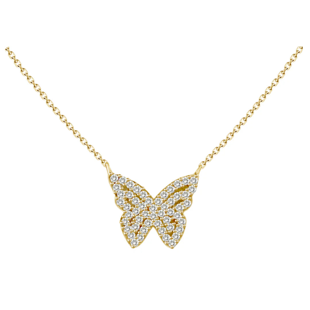 Dainty Diamond Butterfly Necklace
