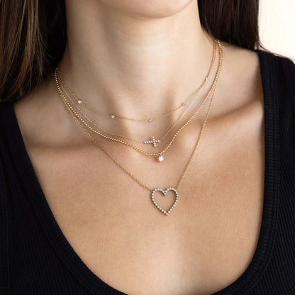 14K DIAMOND BEZEL HEART NECKLACE