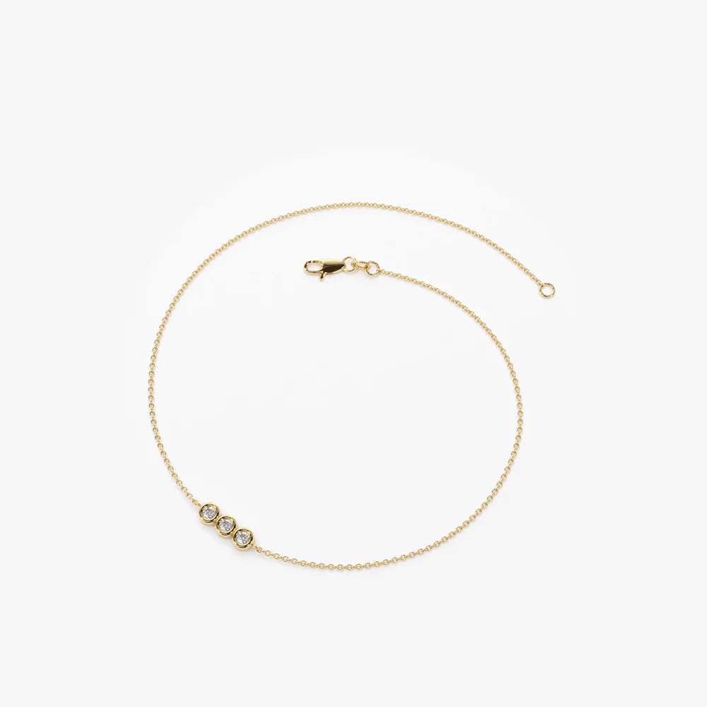 14K Gold Trio Diamond Bracelet with Thin Chain