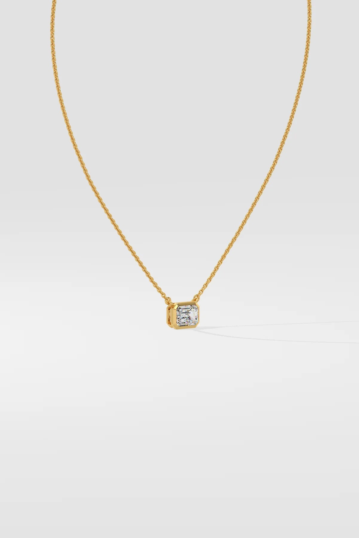 1 ct East West Emerald Necklace
