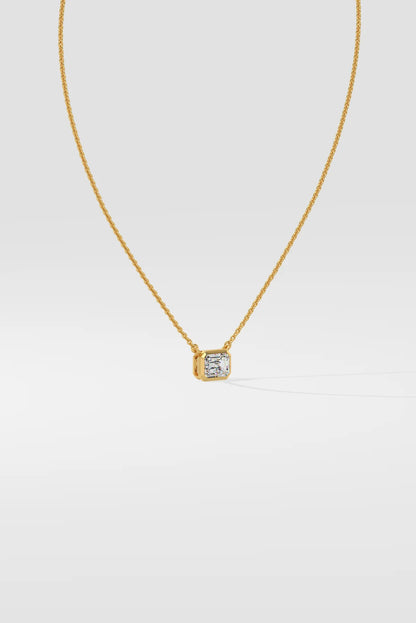 1 ct East West Emerald Necklace