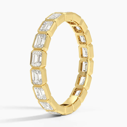 East-West Bezel Emerald Cut Eternity Lab Diamond Ring