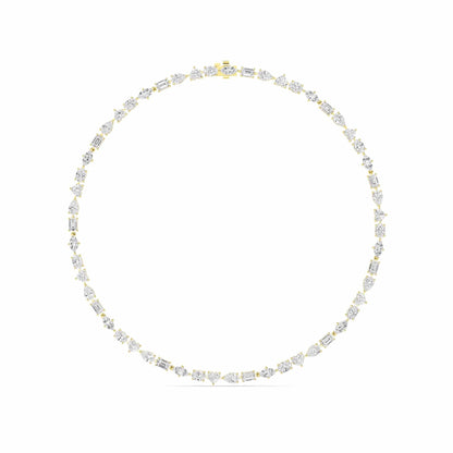 28.90 Carat Multi Shape Lab Grown Diamond Tennis Necklace in 14k White Gold