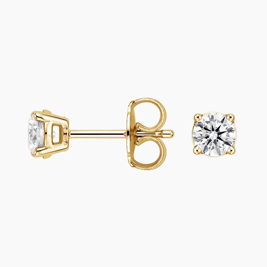 Perfect 4-Prong Lab Diamond Stud Earrings in 18K Yellow Gold