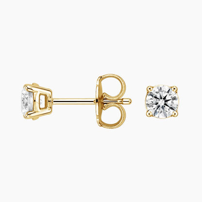 Perfect 4-Prong Lab Diamond Stud Earrings in 18K Yellow Gold