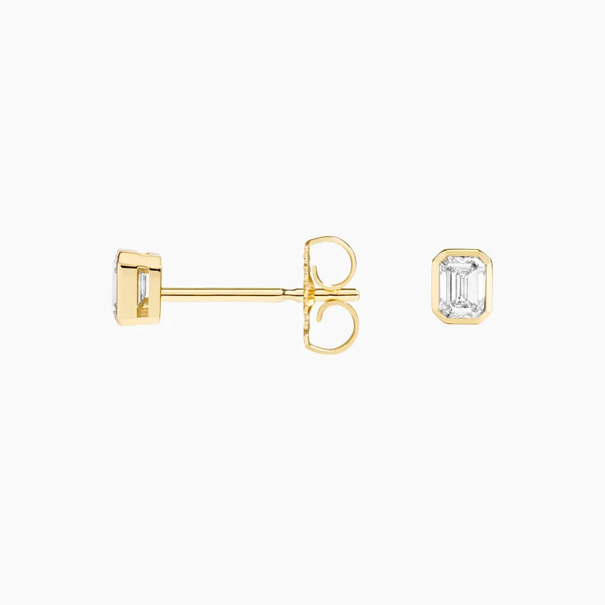 Sophie Lab Diamond Bezel Stud Earrings 14K Yellow Gold