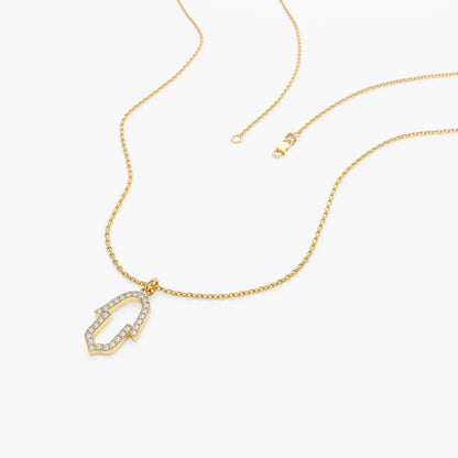 14K Diamond Moon Outline Necklace