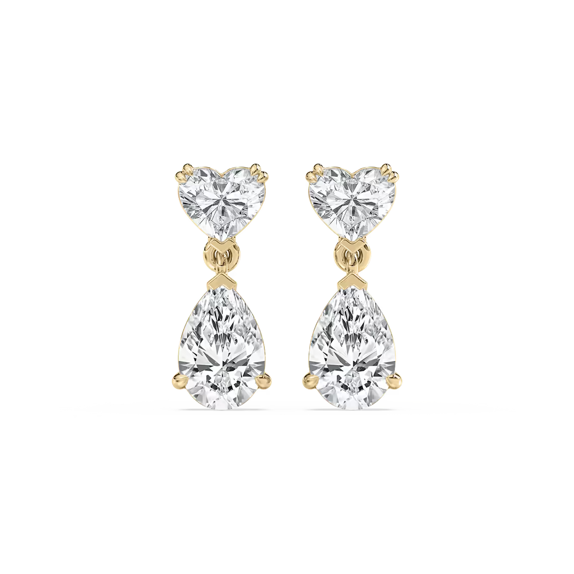 Heart & Pear Drop Diamond Earrings