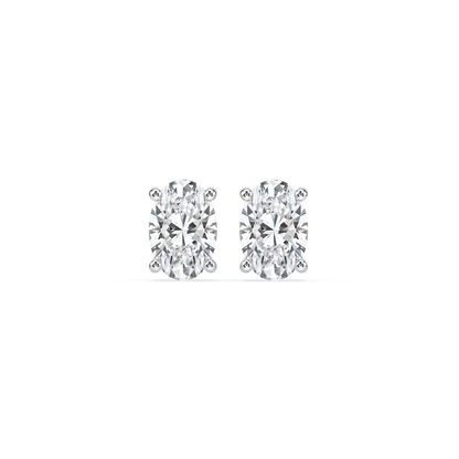 Oval Basket Studs with 1.50ctw Lab-Grown Diamonds in 14K White Gold