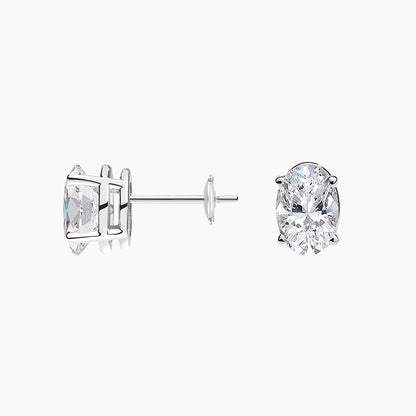 Oval Lab Grown Diamond Stud Earrings in 18K White Gold
