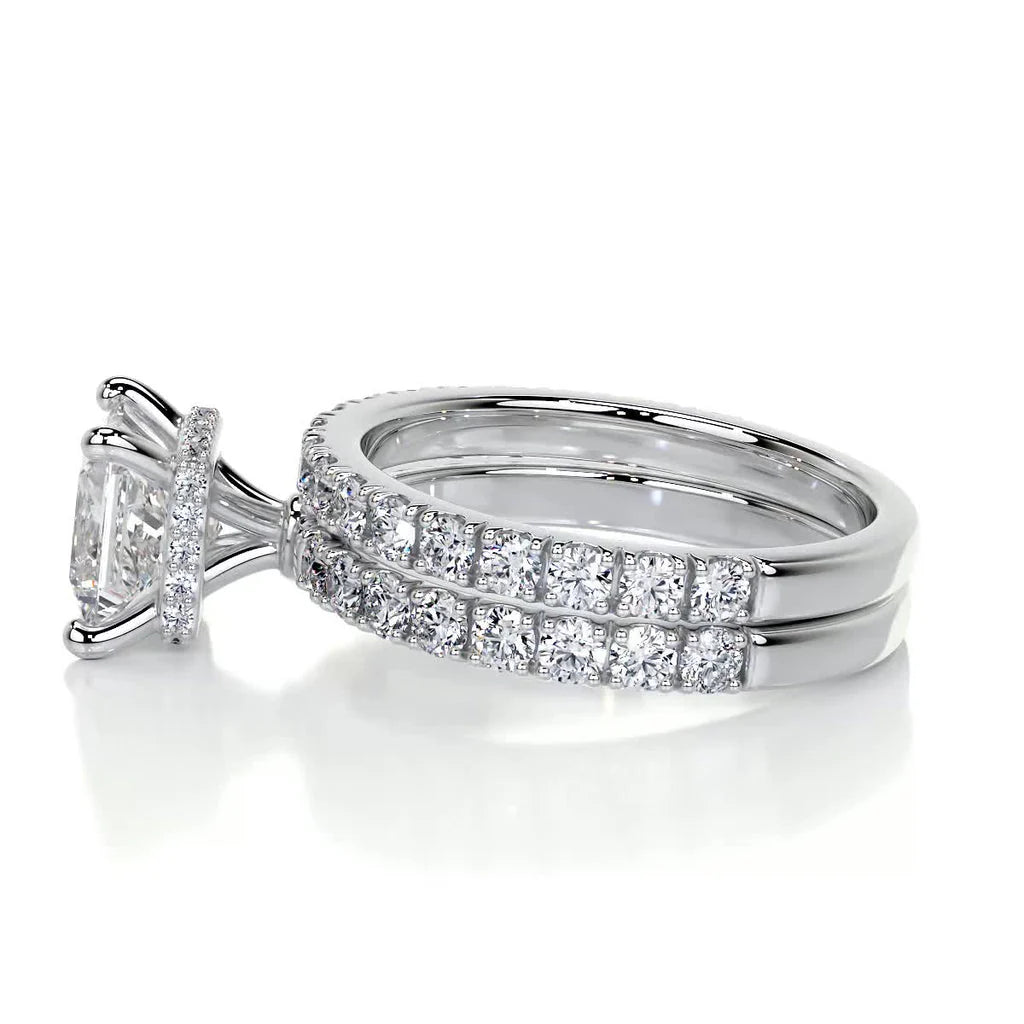 1 CT PRINCESS HIDDEN HALO  F/VS DIAMOND BRIDAL RING SET