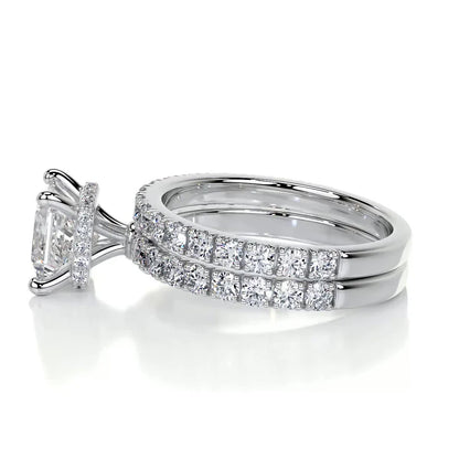 1 CT PRINCESS HIDDEN HALO  F/VS DIAMOND BRIDAL RING SET