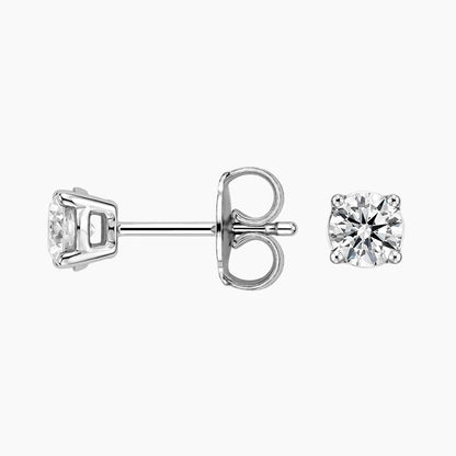 Perfect 4-Prong Lab Diamond Stud Earrings in 18K White Gold