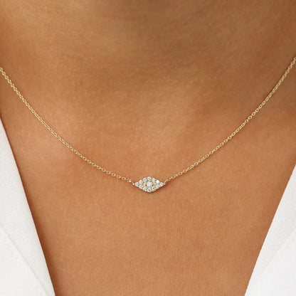 14K Gold Diamond Evil Eye Necklace