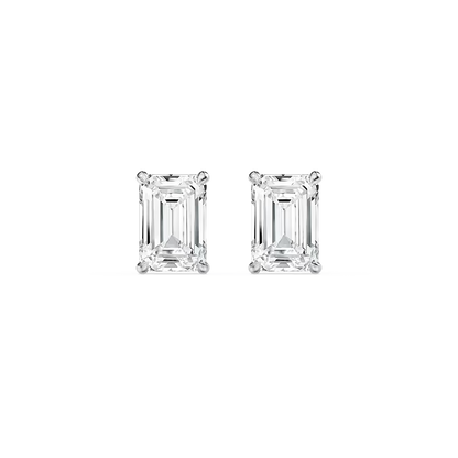 Emerald-Cut Solitaire Stud Earrings